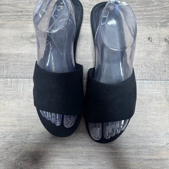 J. Crew Black Microsuede Single Strap Sandal Women's Size 8 - Picture 2 of 6